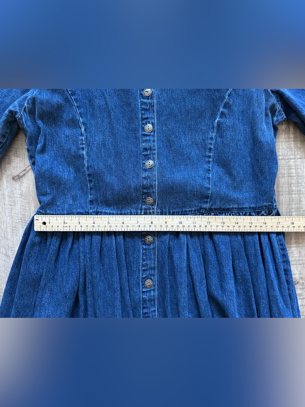 Vintage Denim cowgirl rodeo Long Sleeve Dress Blue cottagecore lagenlook modest - Picture 5 of 7